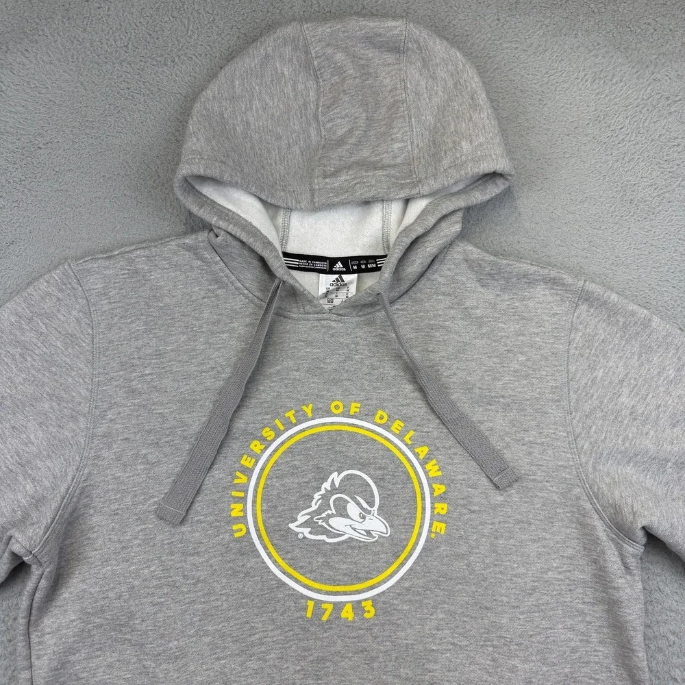 Delaware Fightin' Blue Hens Sweatshirt Mens‎ Medium Gray NCAA Adidas Hoodie